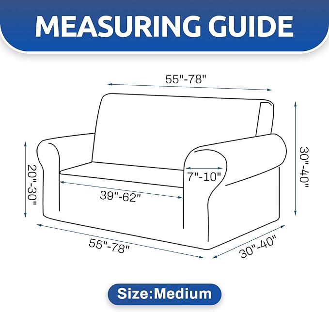 KEKUOU Stretch Loveseat Sofa Cover Slipcover,Couch Covers for 2 Cushion Couch Sofa (55"-78") Furniture Protector Sofa with Elastic Bottom for Kids,Dog. Jacquard Small Checked (Medium,Khaki)