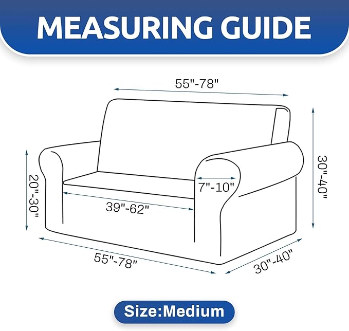 KEKUOU Stretch Loveseat Sofa Cover Slipcover,Couch Covers for 2 Cushion Couch Sofa (55"-78") Furniture Protector Sofa with Elastic Bottom for Kids,Dog. Jacquard Small Checked (Medium,Dark Red)