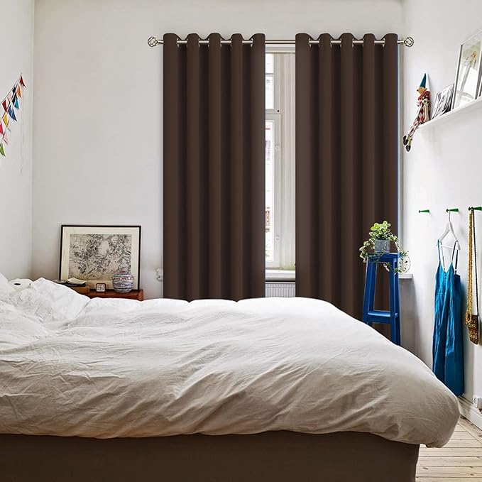 BGment Blackout Curtains for Bedroom - Grommet Thermal Insulated Room Darkening Curtains for Living Room, Set of 2 Panels (70 x 84 Inch, Brown)