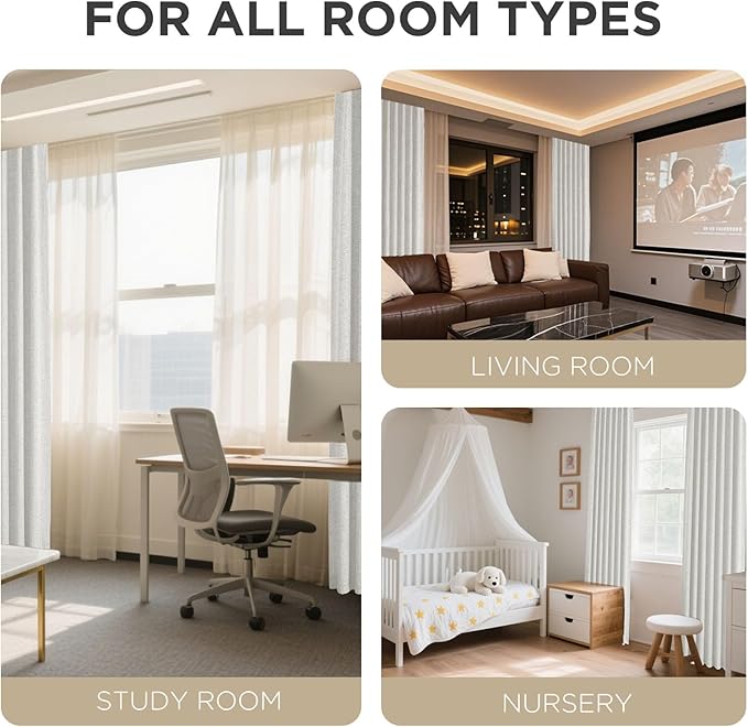 Joydeco Linen Blackout Curtains for Bedroom - 100% Light Blocking 1 Panels, White Drapes 100" W x 120" L, Thermal Insulated Room Darkening Curtains for Living Room, Rod Pocket & Back Tabs