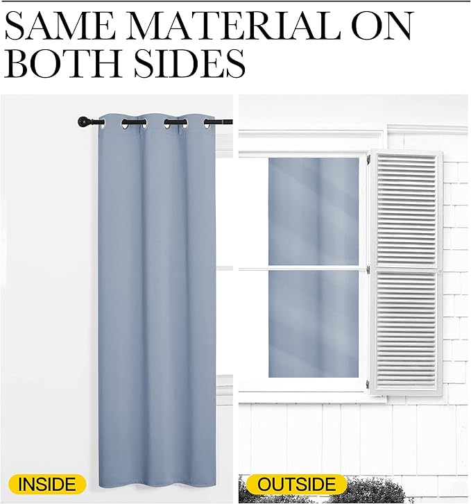 NICETOWN Vintage Blue Blackout Curtains 40 inches Length for Kitchen, 2 Panels, 29" Wide, Thermal Insulated Decoration Drapes for Small Window