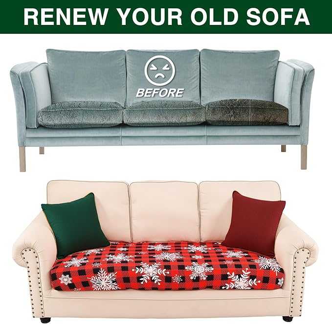 Smiry Printed Couch Cushion Covers, Stretch Soft Couch Covers for Sofa, Washable Non-Slip Sofa Slipcover Furniture Protector for Indoor and Outdoor (2 Pack, Burgundy)