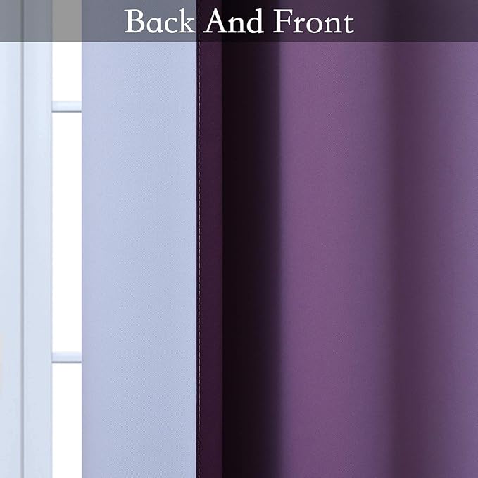 SimpleHome Ombre Room Darkening Curtains for Bedroom, Gradient Purple to Grey White Light Blocking Thermal Insulated Grommet Window Curtains/Drapes for Living Room,2 Panels, 52x84 inches Length