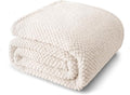 Whale Flotilla Twin Size Fuzzy Fleece Blanket for Bed, 60x80 Inch Fluffy Warm Soft Jacquard Blankets for All Season, Lightweight and Cozy, Ivory