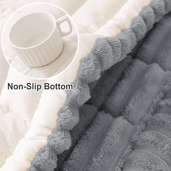 hyha Couch Covers for Dogs Washable, Non Slip Plush Dog Sofa Protectors, Fuzzy Pet Couch Covers for 3 Cushion Sofa Pet Friendly (Grey, 27.6" x 88")