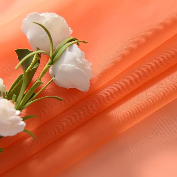 SpaceDresser Basic Rod Pocket Sheer Voile Window Curtain Panels Jaffa Orange 1 Pair 2 Panels 52 Width 96 Inch Long for Kitchen Bedroom Children Living Room Yard(Jaffa Orange,52 W x 96 L)