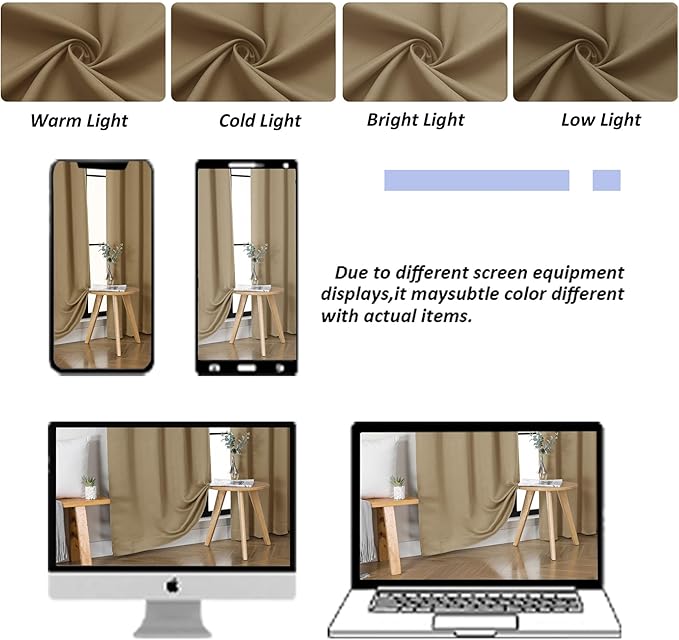 Simplebrand Ava Taupe Blackout Curtains for Bedroom 84 Inch Length 2 Panels Set, Solid Thermal Insulated Privacy Living Room Window Treatment Curtains Blackout Drapes, W50 x L84 Inch, Taupe
