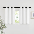 NICETOWN Linen 36 inch Curtains for Kitchen Window, Grommet Thick Flax Linen White Small Window Treatments Privacy Assured with Light Filtering for Cafe/Kids Room, W42 x L36, 2 Panels