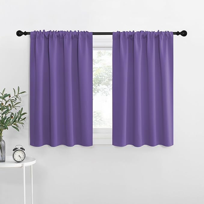 NICETOWN RV Blackout Curtains for Camper Windows, Lilac Purple, 42" x 36", Set of 2, Kitchen Curtains, Short Blackout Drapes, Thermal Insulated Rod Pocket Window Treatment Draperies for Nursery