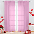 OWENIE Pink Sheer Curtains 96 Inch Length, Elegant Sheer Curtains for Bedroom, Window Voile Sheer Curtain Panels/Drapes/Treatment for Living Room, 2Pcs, Each 42" W x 96" L