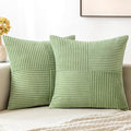 MIULEE Sage Green Decorative Throw Pillow Covers 18x18 Inch for Couch Bed Sofa Spring Decor Pack of 2 Boho Farmhouse Throw Pillows Soft Cross Corduroy Patchwork Textured Cushion Cases
