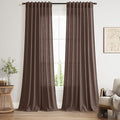 Cappuccino Linen 112 Inch Curtains for Living Room Light Filtering Semi Sheer Curtain Back Tab Modern Rustic Home Decor Neutral Drapes Floor to Ceiling High Window for Bedroom 52x112, 2 Panels