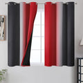 Estelar Textiler Ombre Red and Black Curtains 45 Inch Length 2 Panels, 100% Blackout Curtains for Living Room, Grommet Thermal Insulated Drapes, Full Light Blocking Curtains for Bedroom, 42x45 Inch