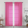 OWENIE Hot Pink Sheer Curtains 84 Inches Long for 2 Panels Set, Solid Light Filtering Voile Sheer Curtains for Living Room Bedroom, Modern Rod Pocket Hot Pink Curtain, 2 Pcs Total 84 Width 84 Long
