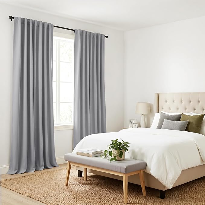 PONY DANCE Blackout Curtains 84 inch Length 2 Panels Set - Window Curtains for Living Room Back Tab Drapes Thermal Insulated Room Darkening, 52 x 84 inches, Silver Grey, 2 Panels