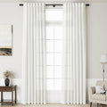 Linen Off White Curtains 135 inch Extra Long for Living Room Back Tab Light Filtering Semi Sheer Drapes Modern Farmhouse Coastal Decor Cotton Textured Curtain for Floor to Ceiling High Window 52x135
