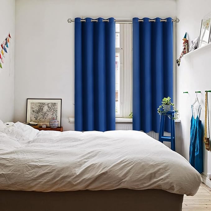BGment Blackout Curtains for Bedroom - Grommet Thermal Insulated Room Darkening Curtains for Living Room, 52 x 72 Inch, 2 Panels, Royal Blue