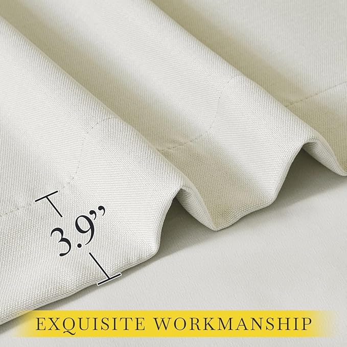 NICETOWN Thick Faux Linen Bedroom Curtains 108 inches Long, Room Darkening Dual Rod Pockets & Hook Belt Thermal Curtains Noise Dampening Drapes for Living Room, Natural, W52 x L108, 2 Panels