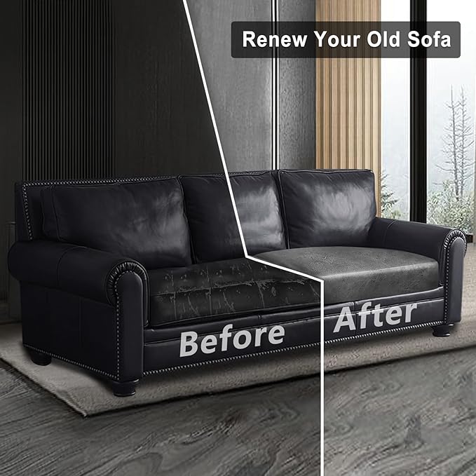 Leather Look Couch Cushion Covers Sofa Seat Slipcovers Sets Couches Furniture Protector for Sectional Armchair Loveseat Pets Kids Stretch Spandex Fabric (2 Cushion Sofa, Light Grey)