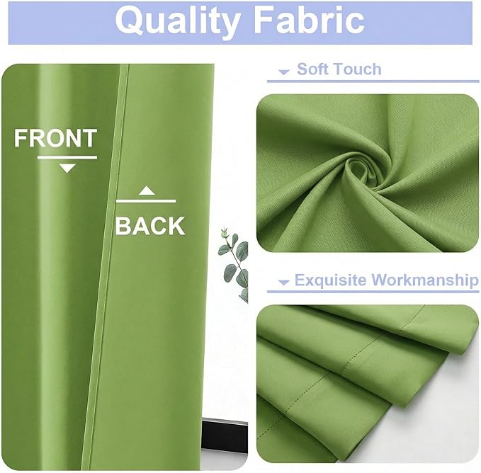 Simplebrand Ava Lime Blackout Curtains for Bedroom 96 Inches Long 2 Panels, Solid Thermal Insulated, Energy Saving Nursery Window Treatment Curtains Blackout Drapes, W40 x L96 Inch, Lime