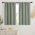RYB HOME Short Blackout Curtains for Bedroom, Room Darkening Insulated Summer Heat Light UV Blocking Energy Saving Drapes for Nursery, Width 34 by Length 48, Greyish Green, Set of 2