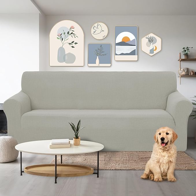 U-NICE HOME Stretch Couch Cover Sofa Cover Washable Sofa Slipcover Furniture Protector for 3 Cushion Couch Sofa Pet Friendly(Sofa, Taupe)