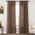 Nanspring Caramel Brown Curtains 80 Inches Long 2 Panels Set for Bedroom Back Tab Rod Pocket Semi Sheer Light Filtering Privacy Drapes Linen Blend Textured Farmhouse Living Room Curtain 52X80