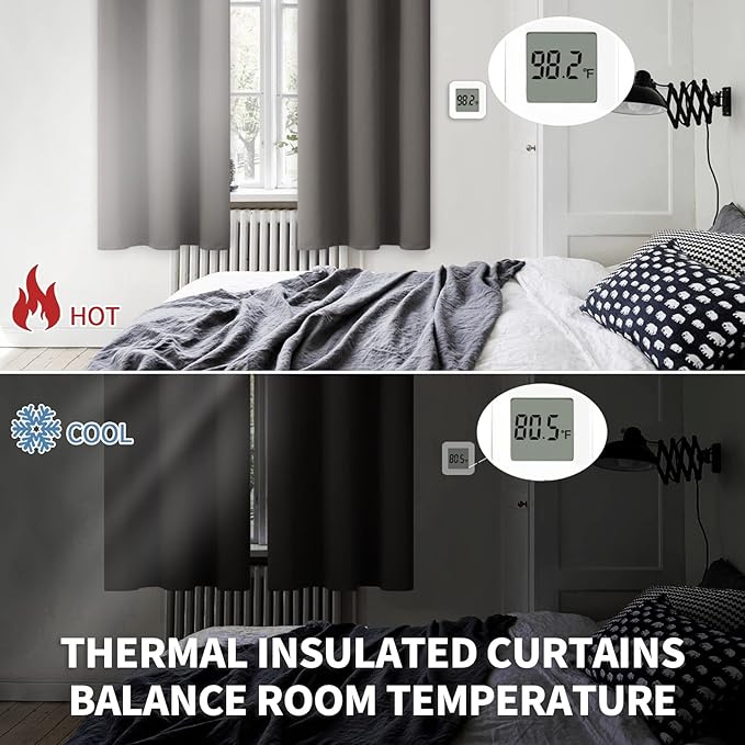 BGment Blackout Curtains for Bedroom - Grommet Thermal Insulated Room Darkening Curtains for Living Room, Set of 2 Panels (38 x 54 Inch, Grey)