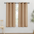 NICETOWN Thick Linen Blend Curtains Flax Textured for Bedroom, Rustic Grommet Semi Sheer Privacy Added Window Curtains & Drapes Light Filtering for Nursery, Camel, W42 x L63, Set of 2