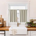RYB HOME 100% Blackout Basement Curtains 24 inches Long, Heat & UV Blocking Total Room Darkening Noise Reducing Curtains for Bathroom RV Campers, Natural, 2 Panels Set