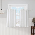 Nanspring Off White Cafe Curtains 45 Inch Length Set 2 Panel Back Tab Pocket Semi Sheer Short Linen White Curtain Tiers for Small Bathroom Window Basement Kitchen Doors 38x45