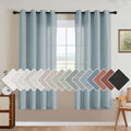 H.VERSAILTEX Living Room Linen Curtains - Semi Sheer, Nickel Grommet, Energy Saving, Light Filtering Window Treatments - Cloud Blue, 2 Panels, 52 x 72 Inch