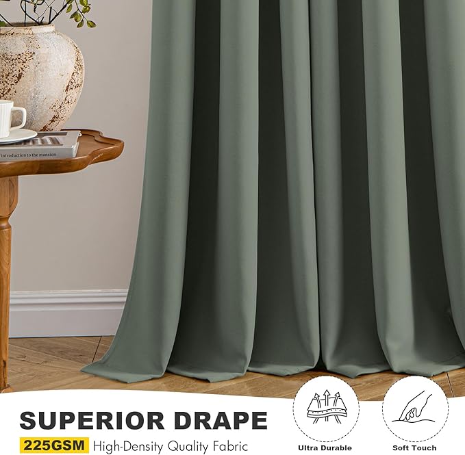 MIULEE Dark Mallard Blackout Curtains for Bedroom Living Room 45 Inches Long 2 Panels, Thermal Insulated Room Darkening Drapes Solid Grommet Noise Reduction Light Blocking Window Treatments 40x45 Inch