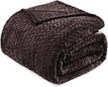 Exclusivo Mezcla Fleece Twin Size Blanket for Bed, 60x80 Inches Soft Cozy Jacquard Flannel Blankets, Lightweight Fuzzy Plush Warm for Women, Coffee