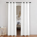 NICETOWN White Linen Doorway Curtains 80 inches Long, Grommet Thick Linen Weave Semi Sheer Window Treatments Privacy Assured with Light Filtering for Bedroom/Side Door, W34 x L80