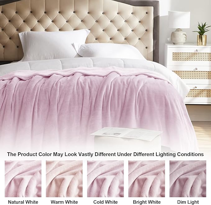 KMUSET Fleece Blanket Throw Size Pink Lightweight Super Soft Cozy Luxury Bed Blanket Microfiber