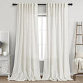 Nanspring Beige White Linen Curtains for Living Room 92 Inches Long Back Tab and Rod Pocket Light Filtering Semi Sheer Curtain Rustic Farmhouse Decor Luxury Drapes for Bedroom Office 52x92, 2 Panels