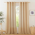 NICETOWN Linen Flax Semi Sheer Curtains 92" Length, Grommet Window Treatments Privacy Added with Light Penetration Vertical Drapes for Loft/Home Office, Burlap, W55 x L92, 2 Panels