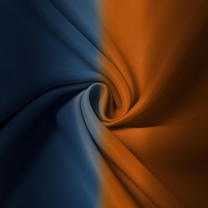 Yakamok Blackout Ombre Dark Blue and Burnt Orange Curtains-Gradient Room Darkening Curtain, Grommet Thermal Insulated Light Blocking Window Drapes Curtain for Living Room Bedroom,52 x 72 Inch,2 Panels
