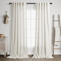 Cream Linen Curtains 108 inches Long for Bedroom 2 Panel Set Back Tab Light Filtering Privacy Sheer Curtains 9 FT Farmhouse Decor Cotton Textured Gauze Curtain for Sunroom Picture Window 36x108