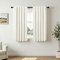 Pitalk Short Curtains for Windows Bathroom Blackout Linen Boho Back Tab Pocket Pleated Dark Out Cafe Curtains for Bedroom Door Doorway 45 Inch Length 2 Panels Set Cream Off White Wide 38 x 45 in Long