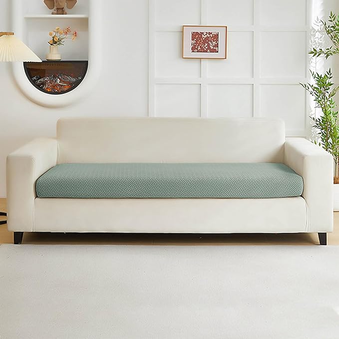 Couch Covers for 3 Cushion Sofa Pet Friendly Couch Cushion Covers Universal Sofa Covers Washable Stretch Slipcovers for Sectional Sofa (Texture Green,Large Triple Seat Cover)