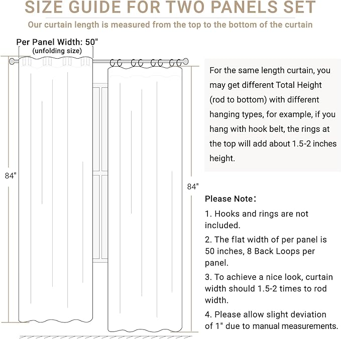 100% Blackout Shield Linen Blackout Curtains for Bedroom 63 Inches Long, Back Tab/Rod Pocket Living Room Drapes, Thermal Insulated Blackout Curtains 2 Panels Set, 50" W x 63" L, Oatmeal
