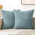 MIULEE Sky Blue Decorative Throw Pillow Covers 18x18 Inch for Couch Bed Sofa Pack of 2 Boho Farmhouse Throw Pillows Soft Cross Corduroy Patchwork Textured Cushion Cases