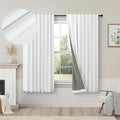 Short Blackout Curtains 54 Inch Length 2 Panels for Bedroom White Linen Textured Black Out Country Farmhouse Curtains for Small Bathroom Windows Kitchen Door Back Tab Pocket Cafe Drapes for Bay Window