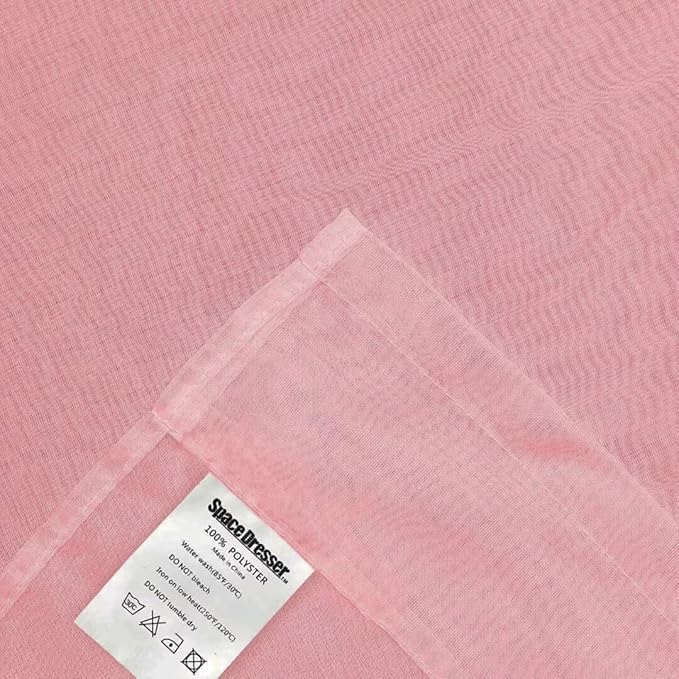 SpaceDresser Sheer Voile Window Treatment Rod Pocket Curtain Panels for Kitchen Bedroom Living Room Drapes Sunlight Filtering Privacy Semi Home Decor Assorted Colors Sizes (Blush, 52 W x 63 L)
