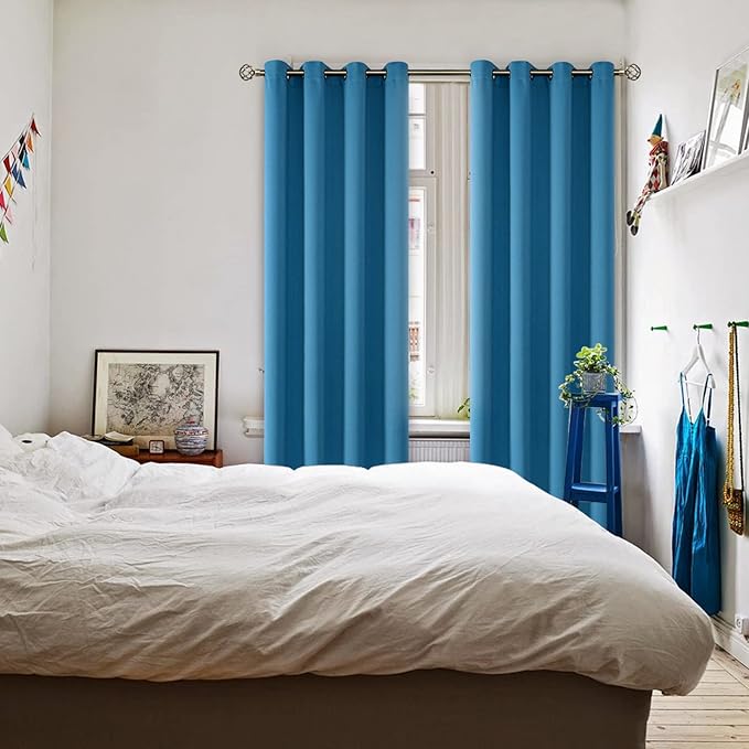 BGment Blackout Curtains - Grommet Thermal Insulated Room Darkening Bedroom and Living Room Curtains, Set of 2 Panels (52 x 84 Inch, Steel Blue)