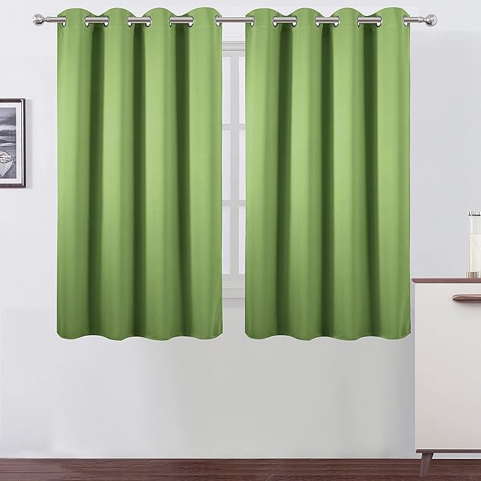 LEMOMO Light Green Thermal Blackout Curtains/52 x 54 Inch/Set of 2 Panels Room Darkening Curtains for Bedroom
