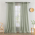 MIULEE Sage Linen Curtains 90 Inch Length 2 Panels for Bedroom Living Room,Green Soft Thick Linen Textured Window Drapes Semi Sheer Light Filtering Back Tab Rod Pocket Burlap Look Decor