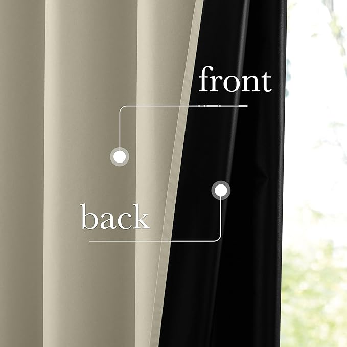 NICETOWN 100% Blackout Muted Beige Curtains 84 inches Long, Grommet Energy Saving Thermal Insulated Window Treatments Lightweight for Bedroom/Home Office, W52 x L84, 2 Panels